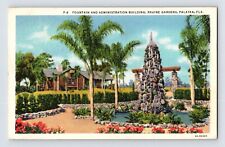 Postcard Florida Palatka FL Ravine Gardens Fountain 1935 Posted Linen picture