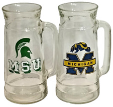 MSU Michigan State University & University of Michigan Tall Beer Steins Set picture