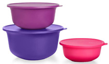 Tupperware Aloha Bowls 6pc Set Liquid & Air Tight Purple Pink Indigo Raddish picture