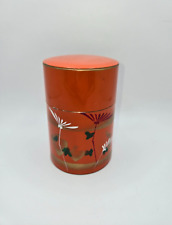 Vintage orange tea tin with inner lid. picture