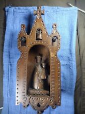 Vintage Religious Statue Santo Wood Altar Box picture