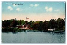 c1950's Columbia Mills Building US Flag River Lake Lee Massachusetts MA Postcard picture