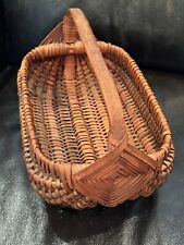OLD ANTIQUE AMERICANA WOVEN WOODEN EGG GATHERING BASKET GOD'S EYE DECORATIONS picture