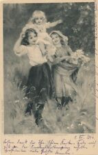 Fred Morgan Signed Three Children Postcard - British Artist - udb - 1904 picture