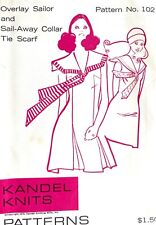 1970's Kandel Knits Overlay Sailor,Sail-Away Collar Tie Scarf Pattern 102 UNCUT picture