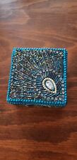 Peacock Feather  Bead Embellished Trinket Box  picture
