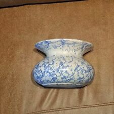 Vintage Stangl STYLE  White With Blue Splatter Vase Sponge Ware picture
