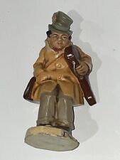 Vintage Friedel Figurine Germany Man Satchel Violin Case Plaster? picture