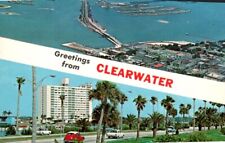 Postcard, Greetings From Clearwater Florida, Aerial Downtown, Causeway Bridge picture