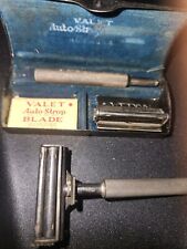 2 VTG Valet Auto Strop Razor with Original Case & Pack Of Blades Blue Velvet picture