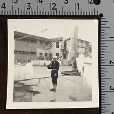 EARLY WWII NAVY SOLDIER ON DOCK IN BOOT CAMP SAN DIEGO PHOTOGRAPH picture