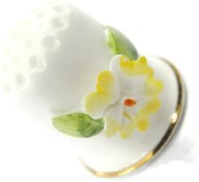 February 3D Yellow Flower Bone China Vintage Thimble Healacraft Gold Trimmed Rim picture
