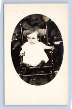 1904 -1918 Small Baby Infant In Dress Sitting Portrait Real Photo Postcard RPPC picture