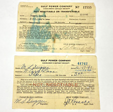 2 1941 & 1948 Gulf Power Company Bills Invoices Receipts Pensacola FL Vintage picture