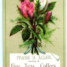 c1880s Reading PA Frank Allen Fine Tea Coffee Spices Extract Stock Trade Card C8 picture