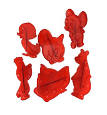 Vintage Loew’s Tom & Jerry Droopy Cartoon Cookie Cutters Red Plastic 1956 - 6 pc picture