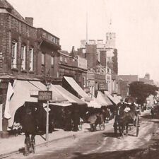 Vintage 1912 RPPC Horse Buggy People High Street Sittingbourne Kent UK Postcard picture