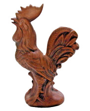 Vintage Circa 1980 Solid Brown Ceramic Rooster Statue Figurine 10.5