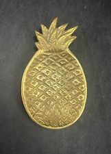Vintage Embossed Textured Brass Pineapple Trinket Tray Candy Dish Footed 4 1/4