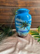 Beach Blue Cremation Urn, Urn for Human Ashes, Large Cremation Urn, Urn For Sale picture
