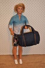 Small DENIM GYM BAG MONEY COIN PURSE KEYCHAIN Zipper Opening Ken size NO DOLL picture