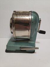 Vintage Boston Vacuum Mount Self Feeder Manual Pencil Sharpener Turquoise  picture