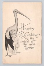 STORK Birth Announcement Congratulations 1914 Postcard $ picture