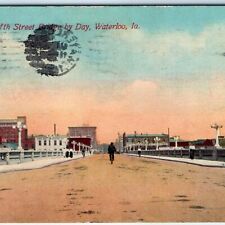 c1910s Waterloo, IA City Fifth Street Bridge 5th St Bicycle Photo Postcard A61 picture