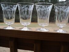Set of 4 Vintage Elegant Footed Parfait Glasses with Lovely Cut Etched Design picture