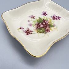 VTG Doma Porcelain Trinket Dish Purple Flowers Gold Trim Scalloped Edge EUC picture