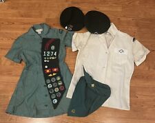 Vintage 1960s Girl Scouts Uniform Dress Sash Shirt Hats & Scarf picture