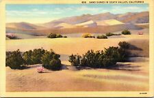 Sand Dunes Death Valley California Linen Postcard Ct Art Colortone Postcard picture