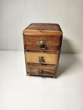 Vtg Mini Cedar 3 Drawer Chest Dresser Wood Jewelry Box  picture