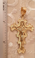 SOLID 18K SOLID GOLD CRUCIFIX CROSS Diamond Cut picture