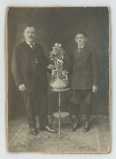 Antique c1880s ID'd Cabinet Card Father & Son Angelo & John Valenti Mustache picture