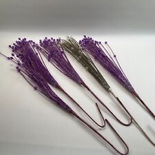 Set of 5 Vintage Christmas Beaded Icicles 4 Purple, 1 Clear picture