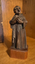 Vintage Wood Carving - Anri Toriart 1957 - Monk Singing Music Catholic Christian picture