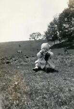 PP151 Vtg Photo BABY IN COW PASTURE c 1925 picture