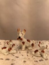 Vtg 3pc Germany Fox Jack Russell Terrier Dog Mom Puppy Baby Miniature Figurines picture