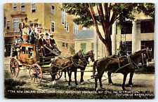 Postcard c1910 Barre Mass. New England Stage-Coach 4 Horse Hitch Passengers A6 picture