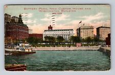 New York City, Washington Bldg, Battery Park Custom House Vintage c1908 Postcard picture