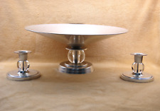 Vtg MCM Aluminum and Lucite Compote Bowl and Taper Candle Holders by KENSINGTON picture