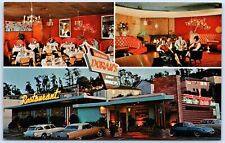 Postcard CA Belmont California Doran's Restaurant Cocktails 1960s Jaguar P7H picture