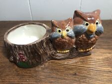 Vintage Ceramic OWL Pair Planter Signed VS (Perfect for Succulents) picture