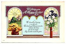 1921 Wishing You a Happy Easter, Floral, Embossed, Greetings Postcard picture
