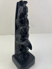 Boma Totem Pole Black Resin Desk Top Souvenir Figurine Made In Canada 7'' Tall picture