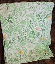 Vtg Full Flat Bed Sheet Tastemaker Botanical Butterfly Green Plants Orange  picture