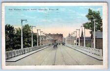 1925 NASHVILLE TENNESSEE NEW VIADUCT CHURCH ST OLD CARS TROLLEY TRACKS POSTCARD picture