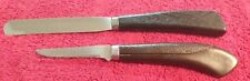 Set of 2~ Vintage~ Quikut~ Stainless USA~ Spreader Pairing Knives~ Black Brown  picture