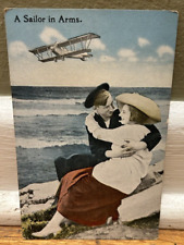Antique postcard A Sailor in Arms Airplane Navy Romantic Love Nostalgic Piece picture